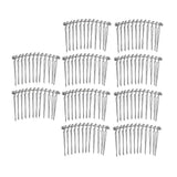 Maxbell 10pcs DIY Blank Metal Hair Clips Side Comb 12 Teeth Hair Accessories Silver