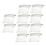 Maxbell 10pcs DIY Blank Metal Hair Clips Side Comb 12 Teeth Hair Accessories White K