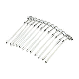Maxbell 10pcs DIY Blank Metal Hair Clips Side Comb 12 Teeth Hair Accessories White K