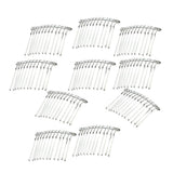 Maxbell 10pcs DIY Blank Metal Hair Clips Side Comb 12 Teeth Hair Accessories White K