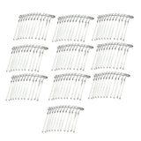 Maxbell 10pcs DIY Blank Metal Hair Clips Side Comb 12 Teeth Hair Accessories White K