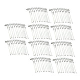 Maxbell 10pcs DIY Blank Metal Hair Clips Side Comb 12 Teeth Hair Accessories White K