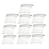 Maxbell 10pcs DIY Blank Metal Hair Clips Side Comb 12 Teeth Hair Accessories White K