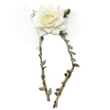 Maxbell Wrist Corsage Braided Leaves Bridal Bracelet Wedding Hand Flower Cream