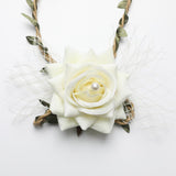Maxbell Wrist Corsage Braided Leaves Bridal Bracelet Wedding Hand Flower Cream