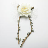 Maxbell Wrist Corsage Braided Leaves Bridal Bracelet Wedding Hand Flower Cream