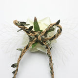 Maxbell Wrist Corsage Braided Leaves Bridal Bracelet Wedding Hand Flower Cream