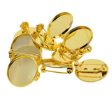 Max 10pcs Brooch Blank Lapel Pin Badge Base Pin-Back Button Base 20mm Golden