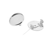 Max 10pcs Brooch Blank Lapel Pin Badge Base Pin-Back Button Base 20mm platinum