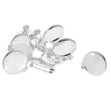 Max 10pcs Brooch Blank Lapel Pin Badge Base Pin-Back Button Base 20mm platinum