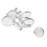 Max 10pcs Brooch Blank Lapel Pin Badge Base Pin-Back Button Base 20mm platinum