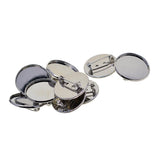 Max 10Pcs 25mm Brooch Making Blank Cabochon Bezel Setting Trays for Badge Silver