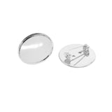 Max 10Pcs 25mm Brooch Making Blank Cabochon Bezel Setting Trays for Badge White