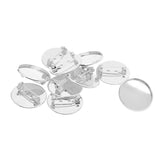 Max 10Pcs 25mm Brooch Making Blank Cabochon Bezel Setting Trays for Badge White