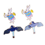 Max 4pcs rabbit bird Pinch Back Pins Brooch Findings clutch badge