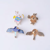 Max 4pcs rabbit bird Pinch Back Pins Brooch Findings clutch badge