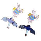 Max 4pcs rabbit bird Pinch Back Pins Brooch Findings clutch badge
