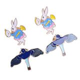 Max 4pcs rabbit bird Pinch Back Pins Brooch Findings clutch badge