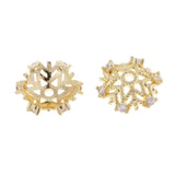 Max 2pcs gold plating rhinestone floral beads cap spacer charms 10x4mm snowflake