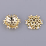Max 2pcs gold plating rhinestone floral beads cap spacer charms 10x4mm snowflake