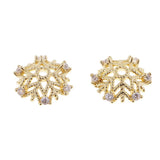 Max 2pcs gold plating rhinestone floral beads cap spacer charms 10x4mm snowflake
