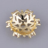 Max 2pcs gold plating rhinestone floral beads cap spacer charms 10x4mm snowflake