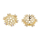 Max 2pcs gold plating rhinestone floral beads cap spacer charms 10x4mm snowflake