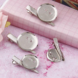Max 30 Pieces Round Brooch Base Hair Clips Cabochon Blank Tray Brooch Pins 20mm