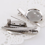 Max 30 Pieces Round Brooch Base Hair Clips Cabochon Blank Tray Brooch Pins 20mm