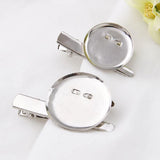 Max 30 Pieces Round Brooch Base Hair Clips Cabochon Blank Tray Brooch Pins 20mm