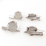 Max 30 Pieces Round Brooch Base Hair Clips Cabochon Blank Tray Brooch Pins 20mm