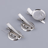 Max 30 Pieces Round Brooch Base Hair Clips Cabochon Blank Tray Brooch Pins 25mm