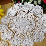 Max Round Shapes White Crochet Cotton Lace Doily Table Placemats Doilies Cup Mat