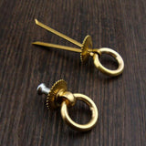 Maxbell 3 sets Screw Cabinet Cupboard Dresser Ring Pull Drawer Pull Handle  golden