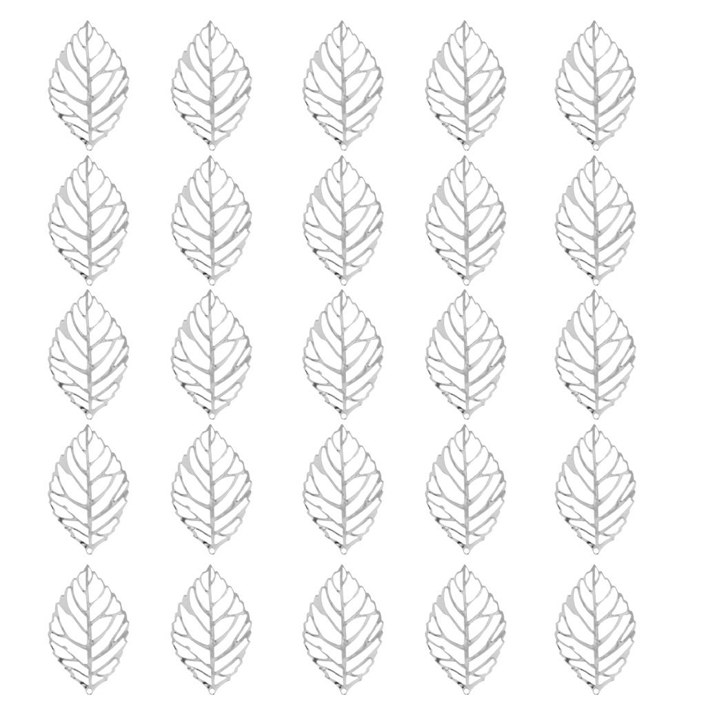 Maxbell 30Pcs Tibetan Silver Leaf Charms Pendants DIY earring hair accessory  silver