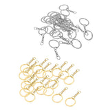 Maxbell 20x Split Key Chain Rings with Chain and Jump Rings Bulk for Crafts Platinum