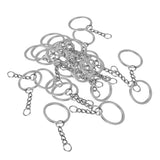 Maxbell 20x Split Key Chain Rings with Chain and Jump Rings Bulk for Crafts Platinum