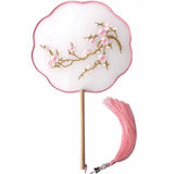 Max 1Pcs Antique Chinese Handheld Fan Rack Bamboo DIY Palace Fan Blank Flower