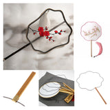 Max 1Pcs Antique Chinese Handheld Fan Rack Bamboo DIY Palace Fan Blank Flower