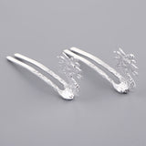 Max 2 Set Antique Alloy Hair Pin Sticks Chinese Hair Clips DIY Hair Accs Silver