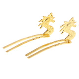 Max 2 Set Antique Alloy Hair Pin Sticks Chinese Hair Clips DIY Hair Accs Golden