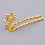 Max 2 Set Antique Alloy Hair Pin Sticks Chinese Hair Clips DIY Hair Accs Golden