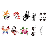 Maxbell 10 Patterns Animal Flower Reusable PVC Face Body Painting Stencils Template