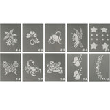 Maxbell 10 Patterns Animal Flower Reusable PVC Face Body Painting Stencils Template