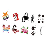 Maxbell 10 Patterns Animal Flower Reusable PVC Face Body Painting Stencils Template
