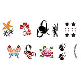 Maxbell 10 Patterns Animal Flower Reusable PVC Face Body Painting Stencils Template