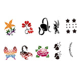 Maxbell 10 Patterns Animal Flower Reusable PVC Face Body Painting Stencils Template