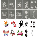 Maxbell 10 Patterns Animal Flower Reusable PVC Face Body Painting Stencils Template