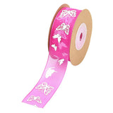 Maxbell 10 Meters Butterfly Printed Chiffon Ribbon Embellishment 25mm Rose Red
