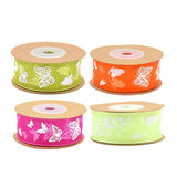 Maxbell 10 Meters Butterfly Printed Chiffon Ribbon Embellishment 25mm Rose Red